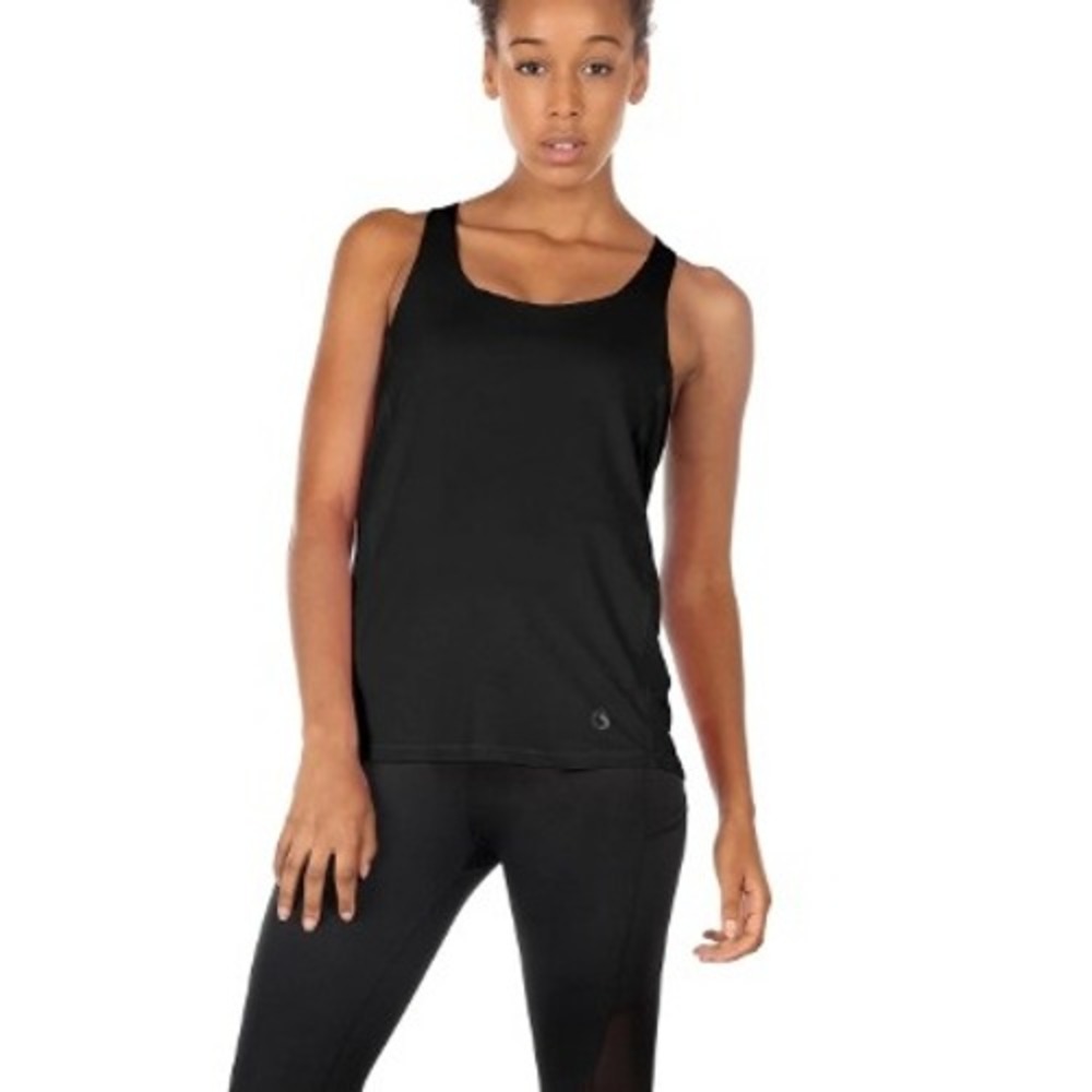 ICYZONE Large Athletic Tank Top Criss Cross‎ Straps Black Top (No Patting)